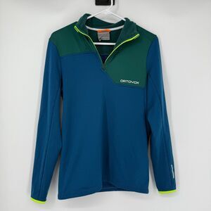 Ortovox Fleece Light Neck Zipper Jacket Outdoor Ski Hike Wool Blue Men Size S